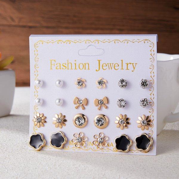 20 Paar/Set Damen Mädchen Strass Kristall Ohrstecker Ohrringe Gemischte Stile Runde Kleine Ohrringe Sets Party Schmuck Geschenk 2 3 4 5mm