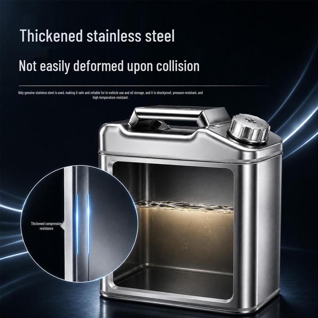 Thickened Portable Fuel Tank: 304 Stainless Steel Gasoline/Diesel Can - 30L, 20L, 10L Capacity