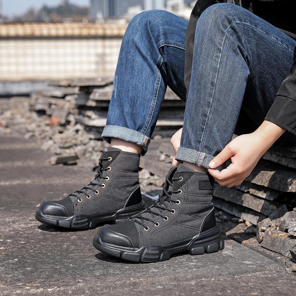 Warehouse, Mining Canvas Safety Work Boots Men Steel Work Sneakers Indestructible Shoes Anti-smash Anti-puncture Work Shoes Male