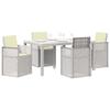 Outdoor Dining Set with Cushions 5 Pcs White and Cream PP