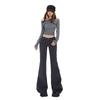 Low-rise tooling jeans women's autumn new American Spice Girls slim and thin versatile micro-flared pants