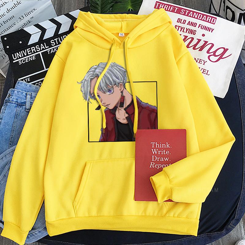 

Горячие аниме Tokyo Revengers мультфильм толстовки мужские уличная одежда Harajuku манга Izana Kurokawa крутая графика мода хип-хоп толстовки 4XL жёлтый