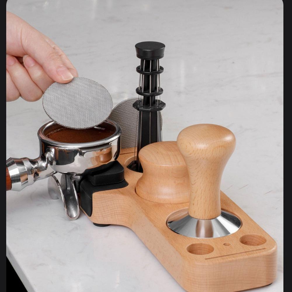 51mm 53mm 58mm Compatible Wood Tamping Station Tamper Holder Base  Espresso Machine Area