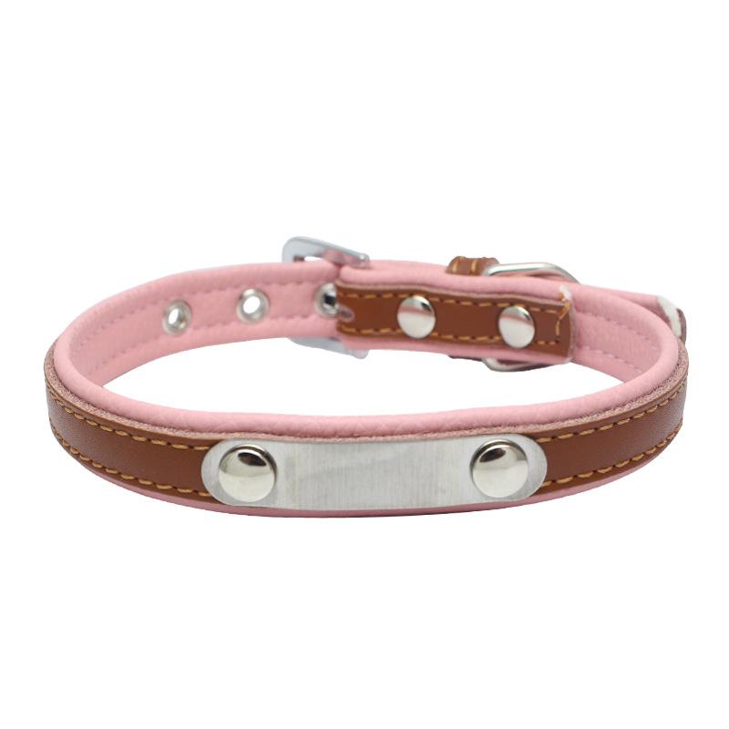 Stainless Steel Iron Lettering Pet Collar Leather Dog Chain Cat with Large  Medium and Small Dog Pet Supplies