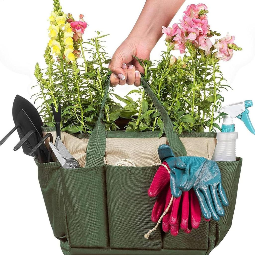 Gardening Tool Bags Waterproof 8 Side Pockets Storage Tote Large Capacity Tool Organizer Pouch For Wrenches Scissors Planting