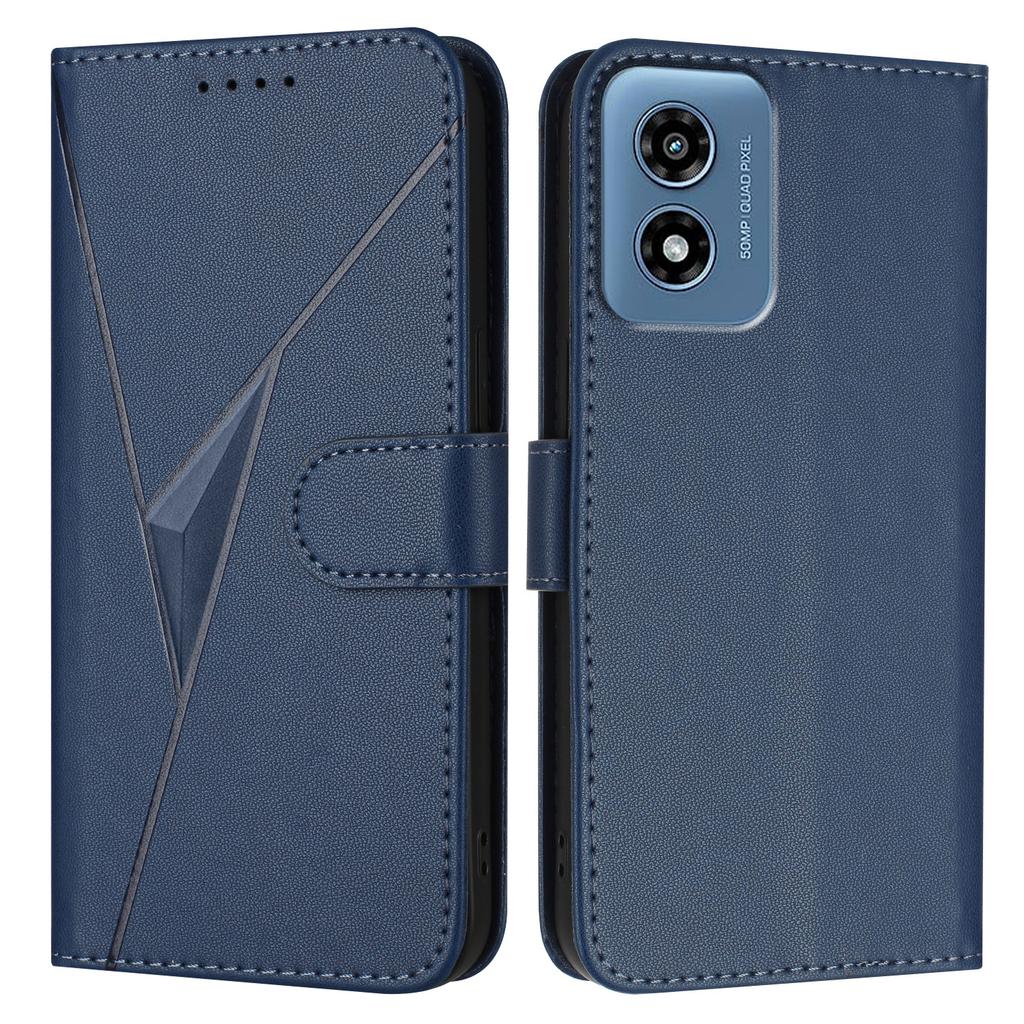 YX0090 For Motorola Moto G Play (2024) 4G Case Triangle Imprint Leather Phone Cover with Lanyard