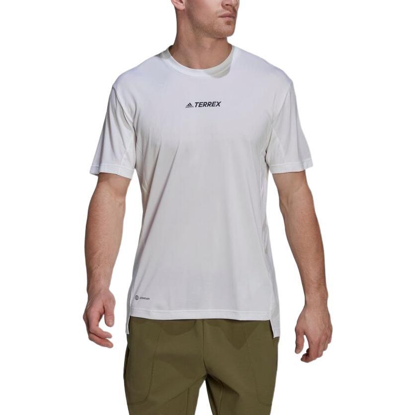 adidas T Shirts Men's White Crew Neck Moderate Straight Fit H53383