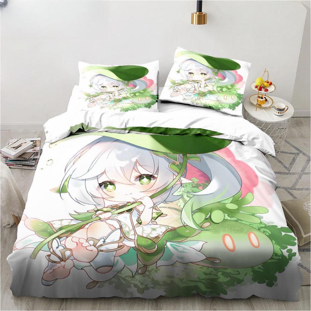 New Genshin Impact Nahida Kawaii Cute Cartoon Nahida King Twin Double Child Bedding Set Microfiber or Polyester Duvet Cover Set