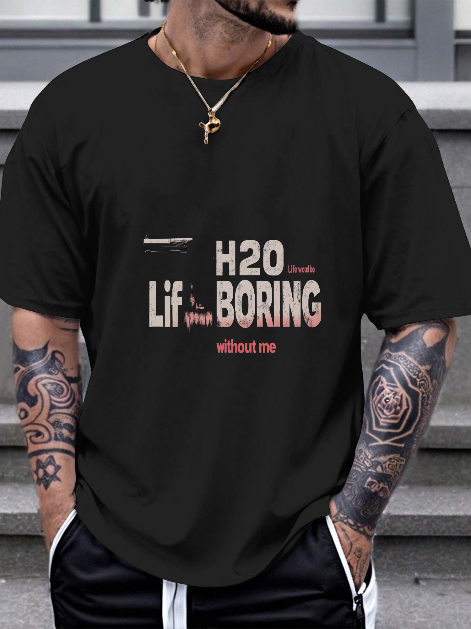 1pc Bold Action Movie Poster H2O Black T-shirt S
