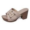 Large size thick high-heeled slippers women's summer new belt buckle fashion Xiyin sandals women