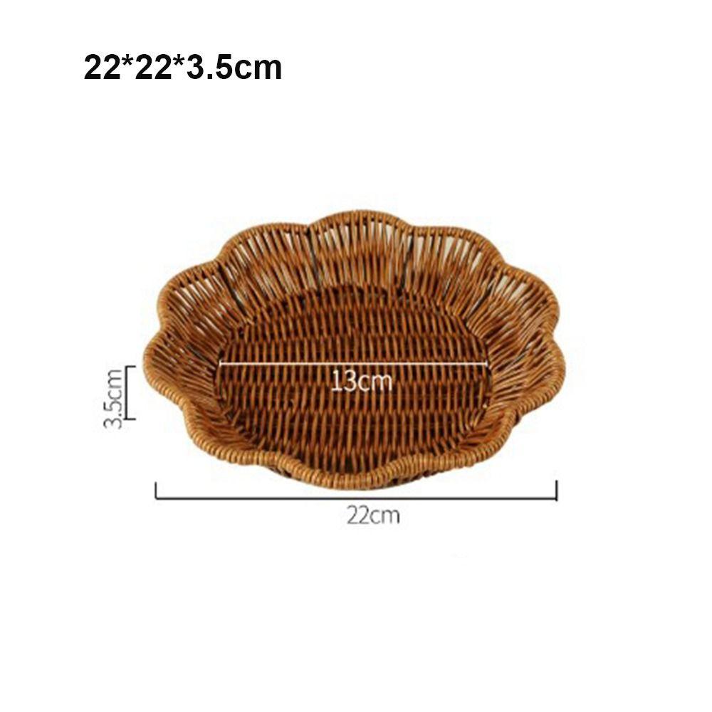 Hardness Handwoven Rattan Wicker Handwoven Khaki Bread French Fry Plate 10 Styles Tabletop Display Rattan Basket