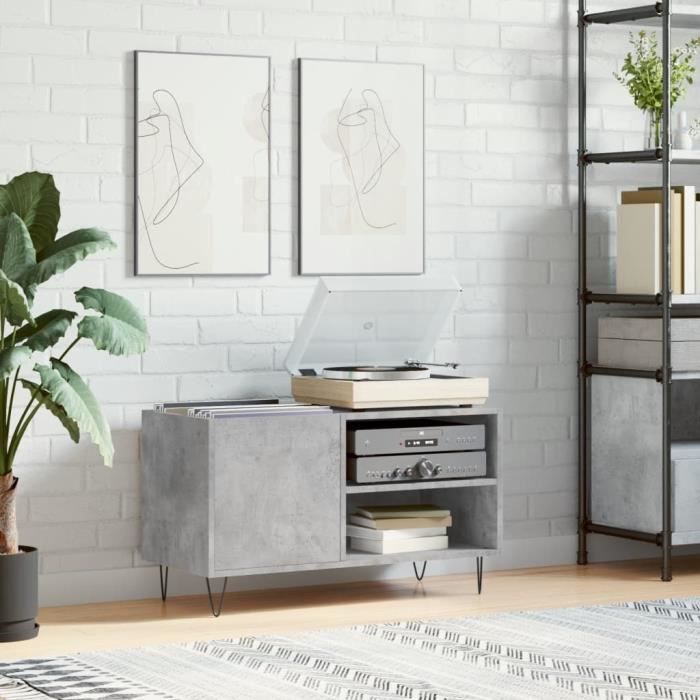 VidaXL Armoire à disques gris béton 85x38x48 cm bois d'ingénierie 831704