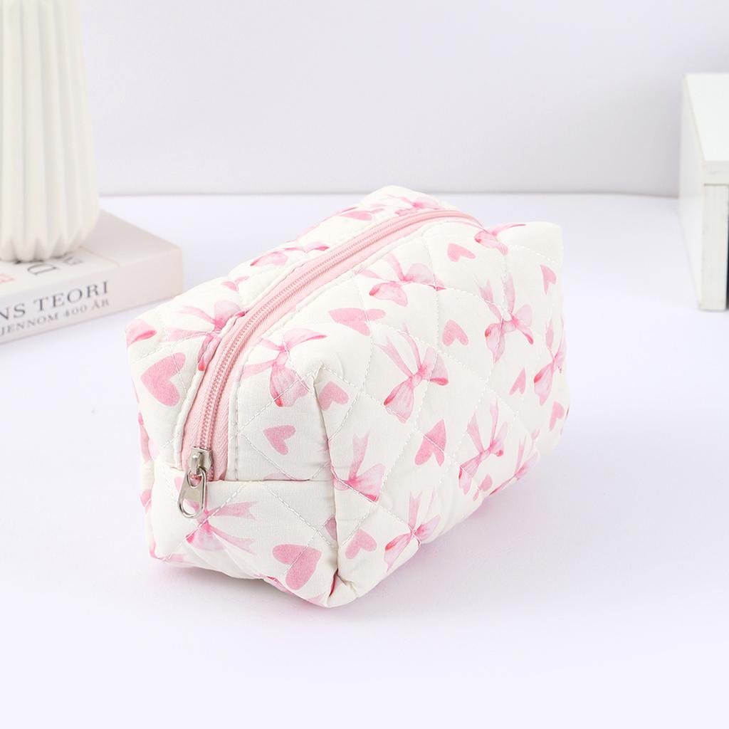 1 Pc Exquisite Bowknot Single-layer Pencil Case, Floral Pattern Design Storage Bag, a Must-have for Back To School Season