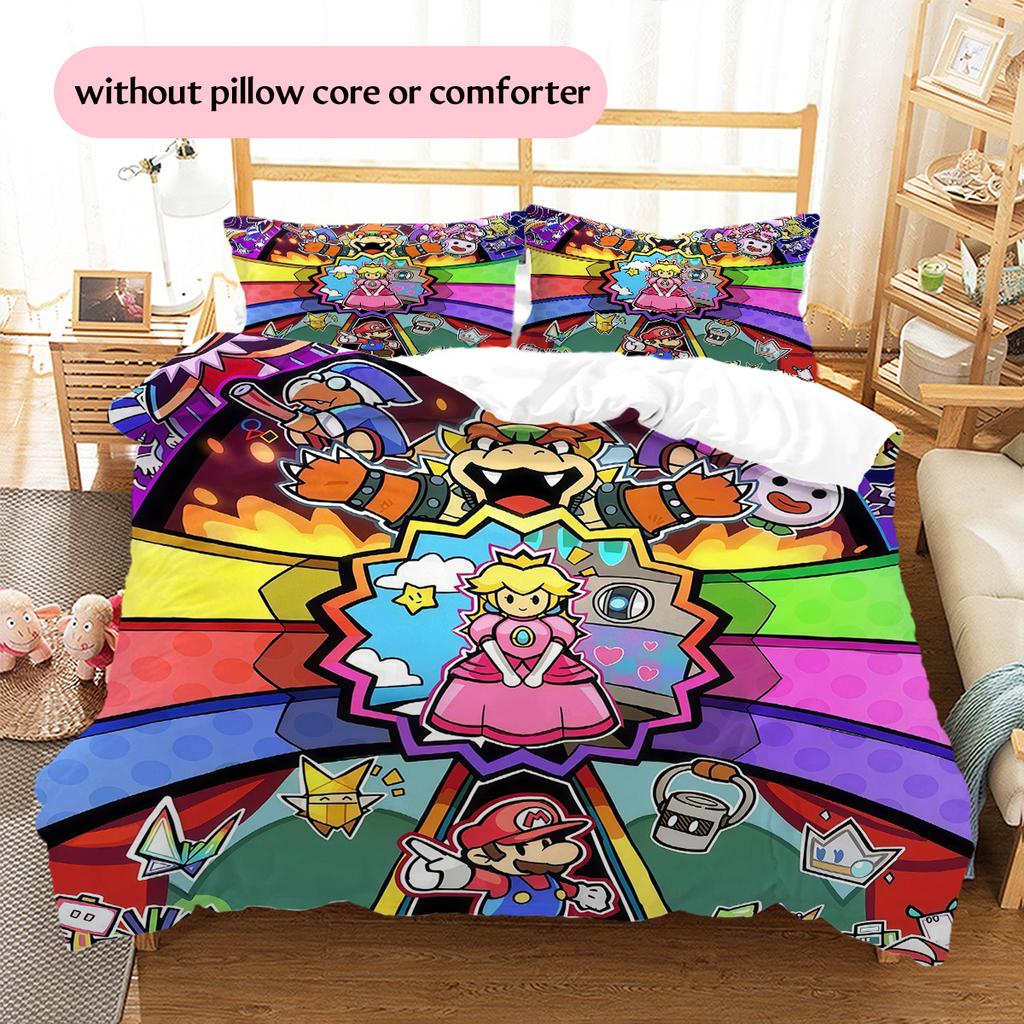 Super Mario Pattern Bedding Quilt Set Home Decoration Gift (1 * duvet cover + 2 * pillowcase without core)
