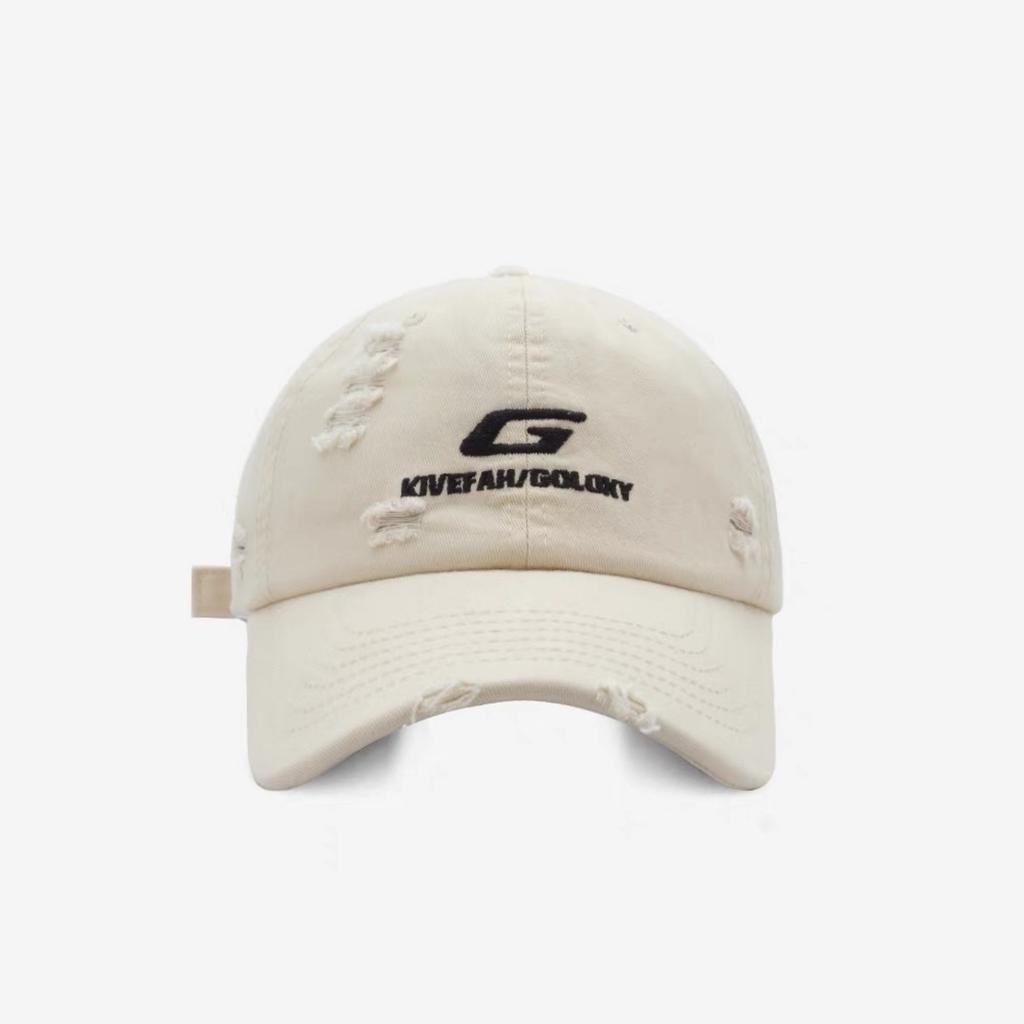 Street Distressed Perforated G Letter Baseball Caps  Men's and Women's Streetwear Hip Hop Embroidered Baseball Caps