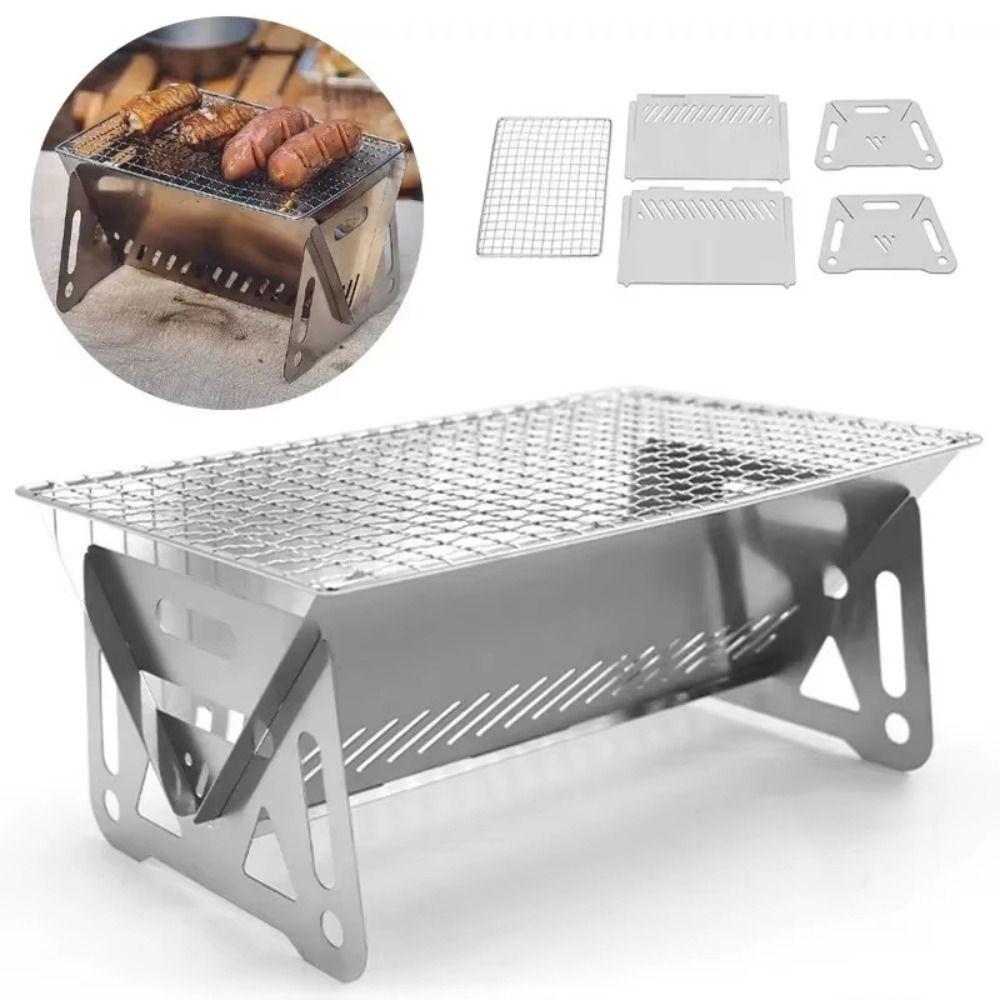 Stainless Steel BBQ Grill Rack Detachable Barbecue Stove BBQ Tools Folding Barbecue Grill  Picnic