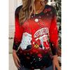 T-shirt Femme Manches Longues Col Rond Impression 3D Thème Noël Mode Confortable Respirant Doux Décontracté Ample Polyvalent