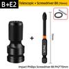 PH2 Phillips Screwdriver Bits Cross Head Magnetic 50/100/150mm Hand Tool 1/2” Square To 1/4” Hex Wrench Socket Adapter Converter