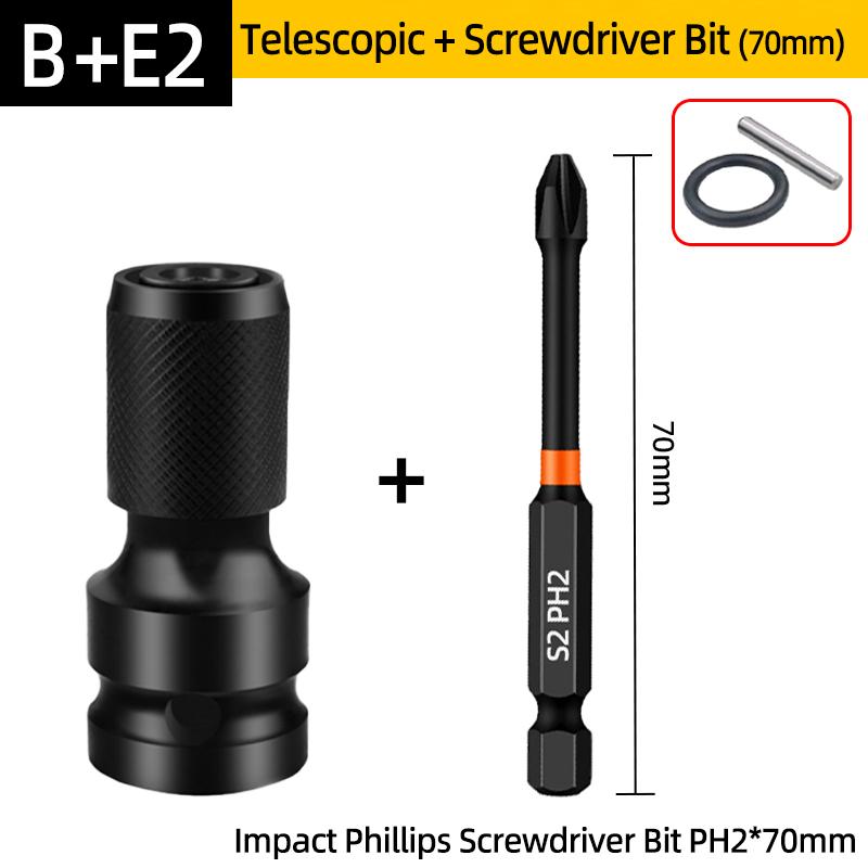 PH2 Phillips Screwdriver Bits Cross Head Magnetic 50/100/150mm Hand Tool 1/2” Square To 1/4” Hex Wrench Socket Adapter Converter
