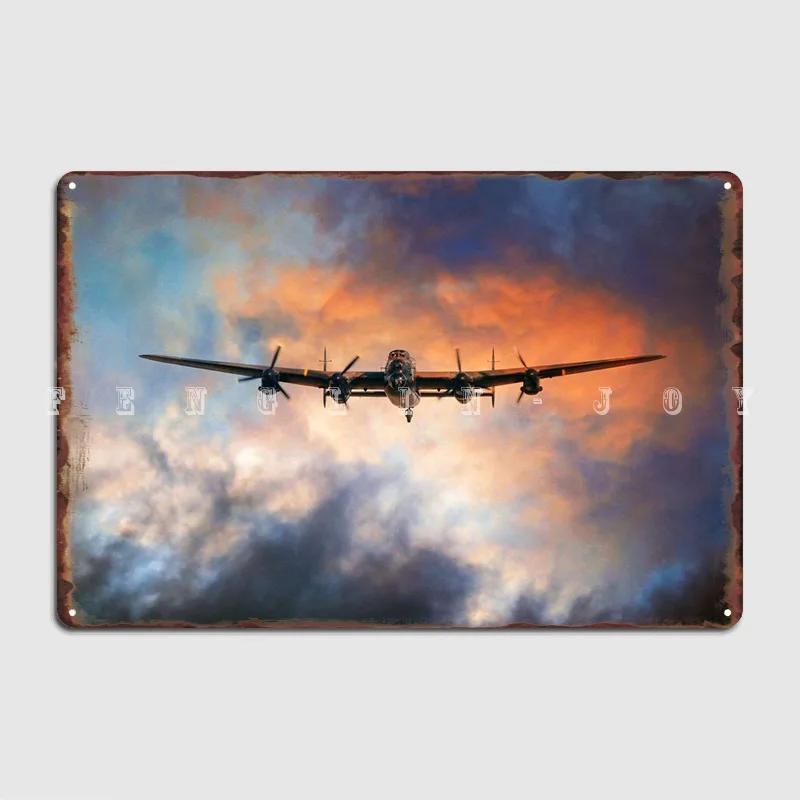 The Raf Bbmf Avro Lancaster Bomber Metal Plaque Poster Wall Pub Garage Club Design Mural Painting Tin Sign Poster 20x30cm