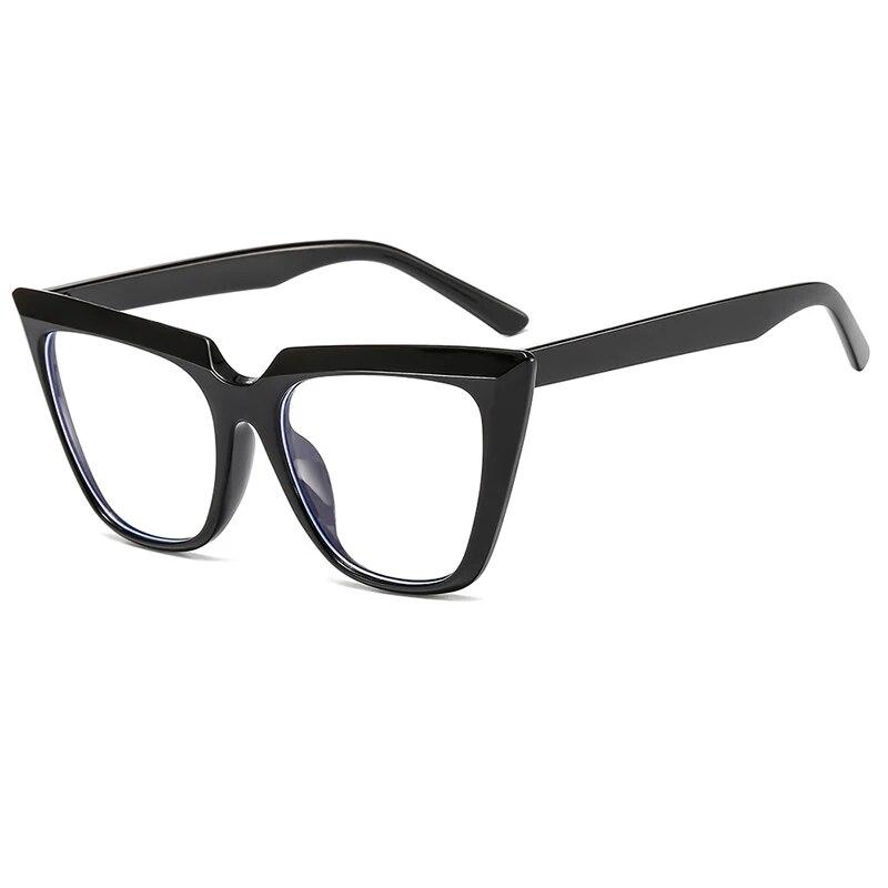 Fashion   New Cat Eye Plain Glasses Anti Blue Light Glasses Frame Retro Big Frame Eyeglasses for Women