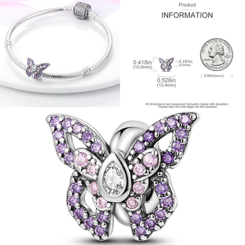 Copper Dragonfly Butterfly Pendant Charms Bead Fit Original Bracelet Bangle Women Jewelry Girl Making Beads