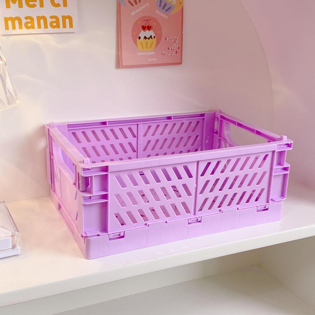 Korean Mini Folding Storage Box - Compact Organizer for Desktop, Stationery, and Skincare Essentials