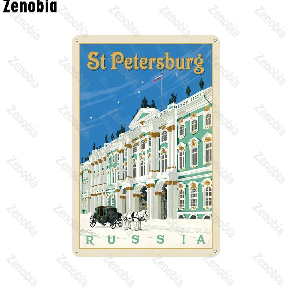 Plaque Murale Vintage En Étain, Paysage De Ville De Vienne Et De Londres, Art Mural En Métal, Décoration De Maison, Décoration D