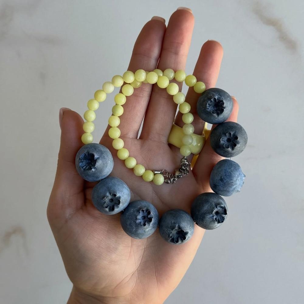 Layered Necklace Bracelet Set Colorful Beads Fruits Bracelet Beaded Clavicle Chain Spring/Summer