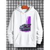 Sweat à capuche ample de course pour homme, épais et chaud avec une capuche, présentant un motif de course, adapté aux vêtements décontractés de tous les jours.