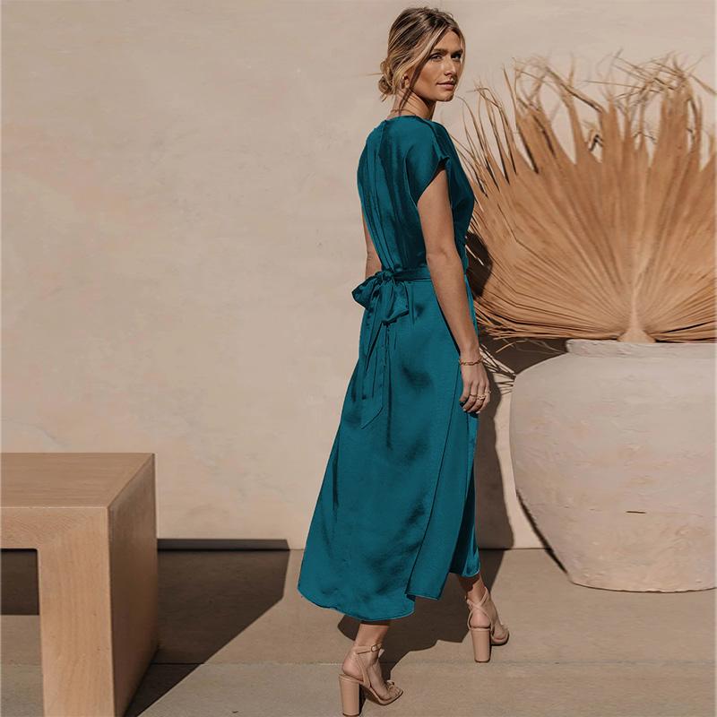 

Літня гаряча жіноча мереживна атласна сукня без рукавів високого класу з елегантною та легкою вечірньою сукнею-подарунком XL