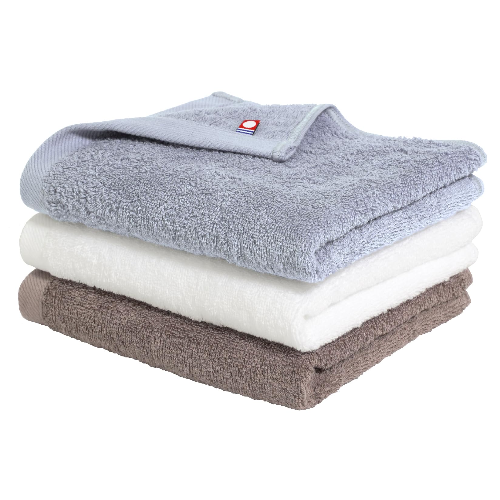 

Imabari Face Set Made in 34 x Cotton Towels, 3-Piece [Soft, Medium-Weight], Absorbent, Quick-Drying, Japan, 80cm, 100% (White, Gray, Brown)