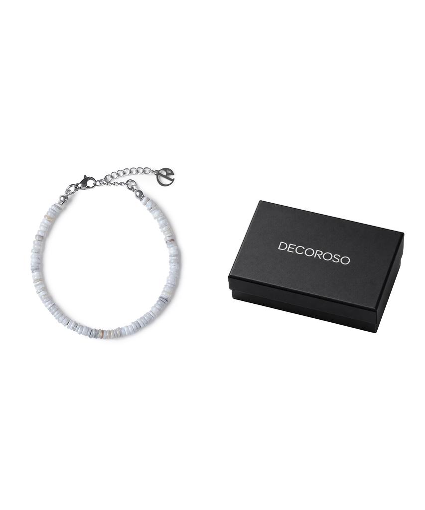 Decoroso Unisex Minimal Mother-Of-Pearl Bead Bracelet [Light Gray]