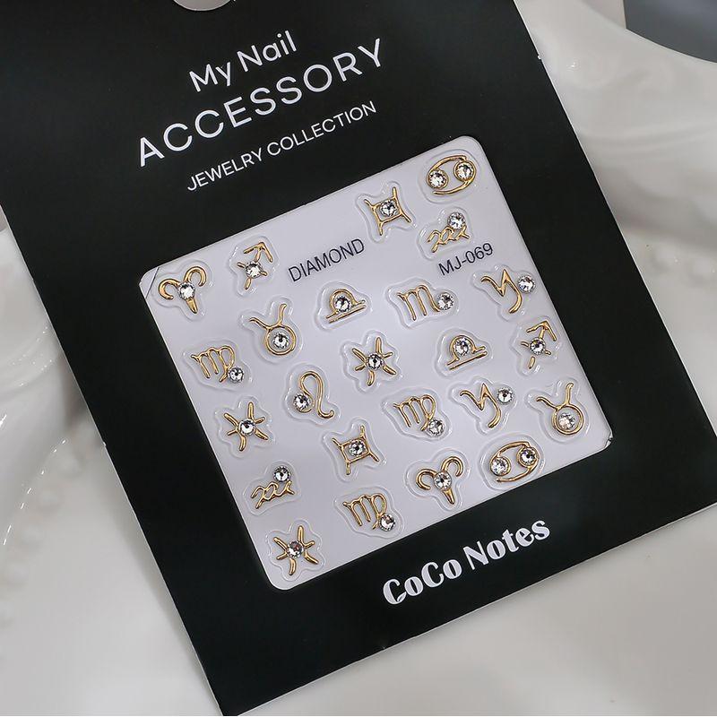 

24 Constellation Series New Arrival Then Nail Stickers Fancy Wear Nail Ornament K9 Rhinestone Nails Stickers MJ-69 bronzing