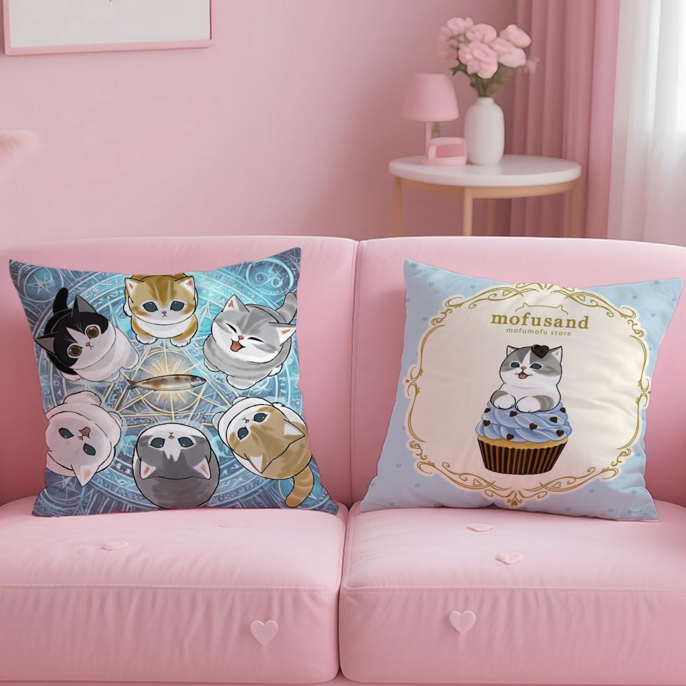 Luxury Cute Mofusand Cat Pillow Case Soft Plush Fabric Double-Sided Printed Cushion Cover Warm Winter Sofa Pillow Case