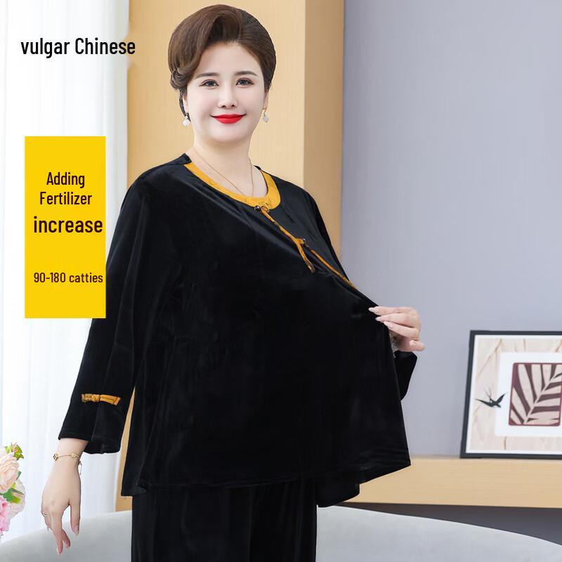 Elegant Gold Velvet Two-Piece Suit 7XL