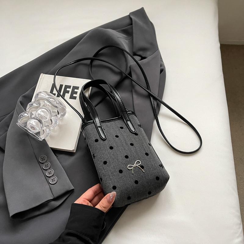 Simple Casual Crossbody Phone Bag for Women  Trendy Bow Hasp Design Mini Bucket Bag Lady Fashion Lipstick Purse