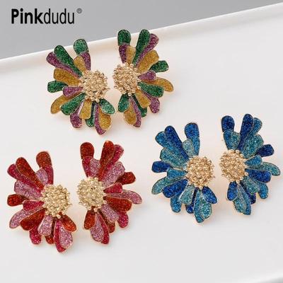 Vintage Exaggerated Large Flower Zinc Alloy Earrings Fashion Trendy Stud Earrings Women PD2365