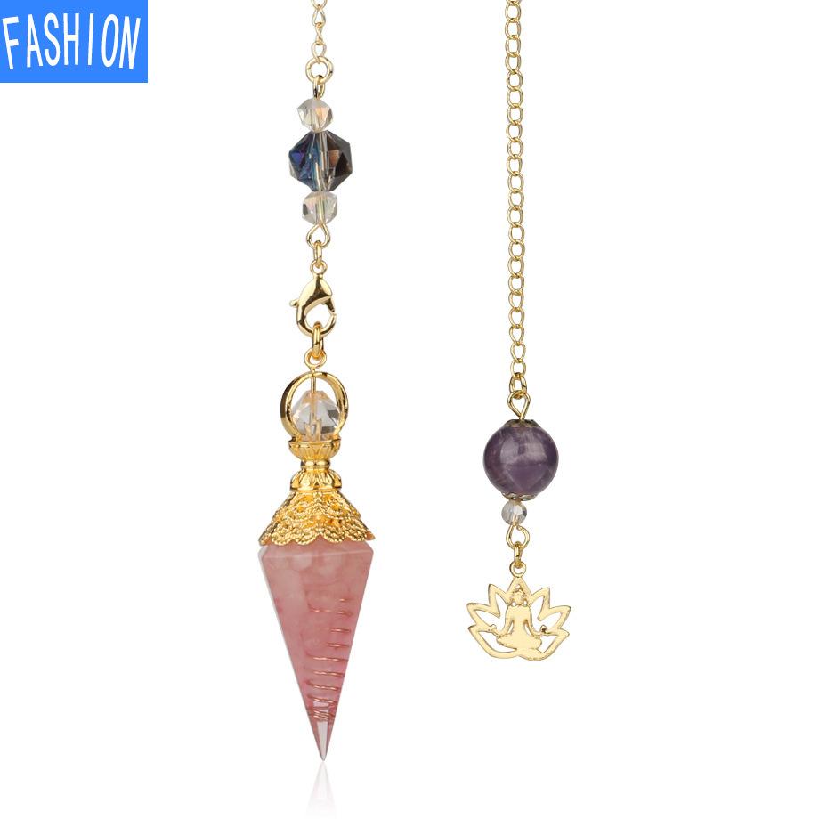 Mixed Aura Natural Spirit Pendulum Crystal Pendant Yoga Gold-plated Buddha Meditation Idea Concentrated Jewelry