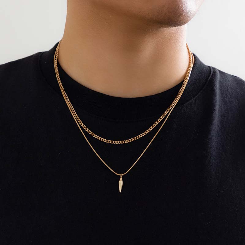 Punk Black Beads Rivet Choker Necklaces for Men Women Exaggerated Silver Color Metal Long Spike Tassel Necklaces Y2K Jewelry