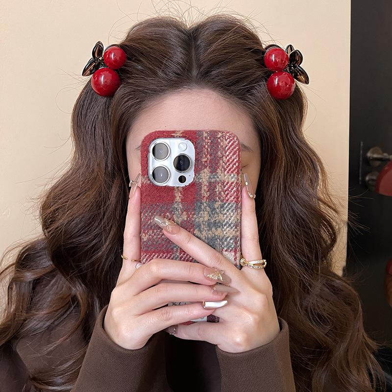 Ankela Red Cherry Claw Clip: Elegant Hair Accessory for Bangs, Side, High Ponytail, or Half-Up Styles