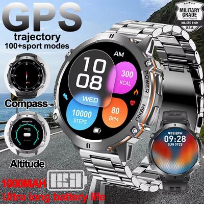 2025 NEU 1000MAH Super Ausdauer Sport Smartwatch Herren 1,73-Zoll HD-Bildschirm GPS-Tracker Kompass Bluetooth Anruf Wasserdichte Smartwatch