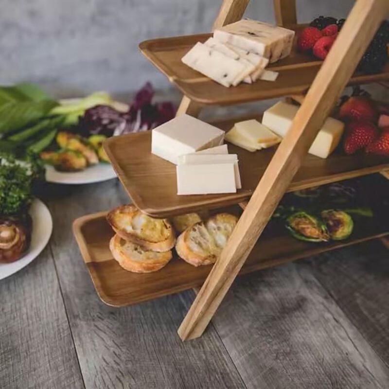 ZISIZ Foldable Paulownia Wood Serving Tray