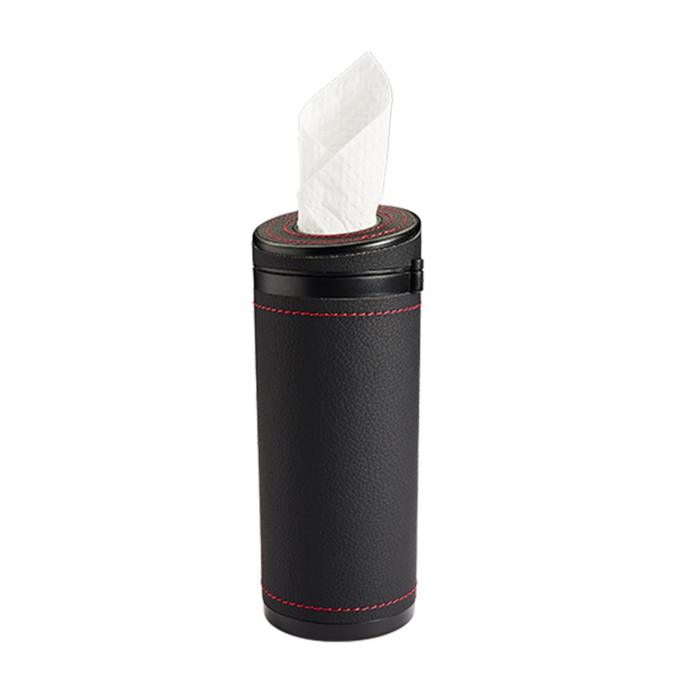 

Auto Tissue Case with Safety Hammer Auto Round Paper Tube Leather Armrest Box Storage Case Anti-scratch Car Interior Accessories чорний
