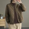Women Retro Japanese Plaid Cotton Padded Casual Winter Coat