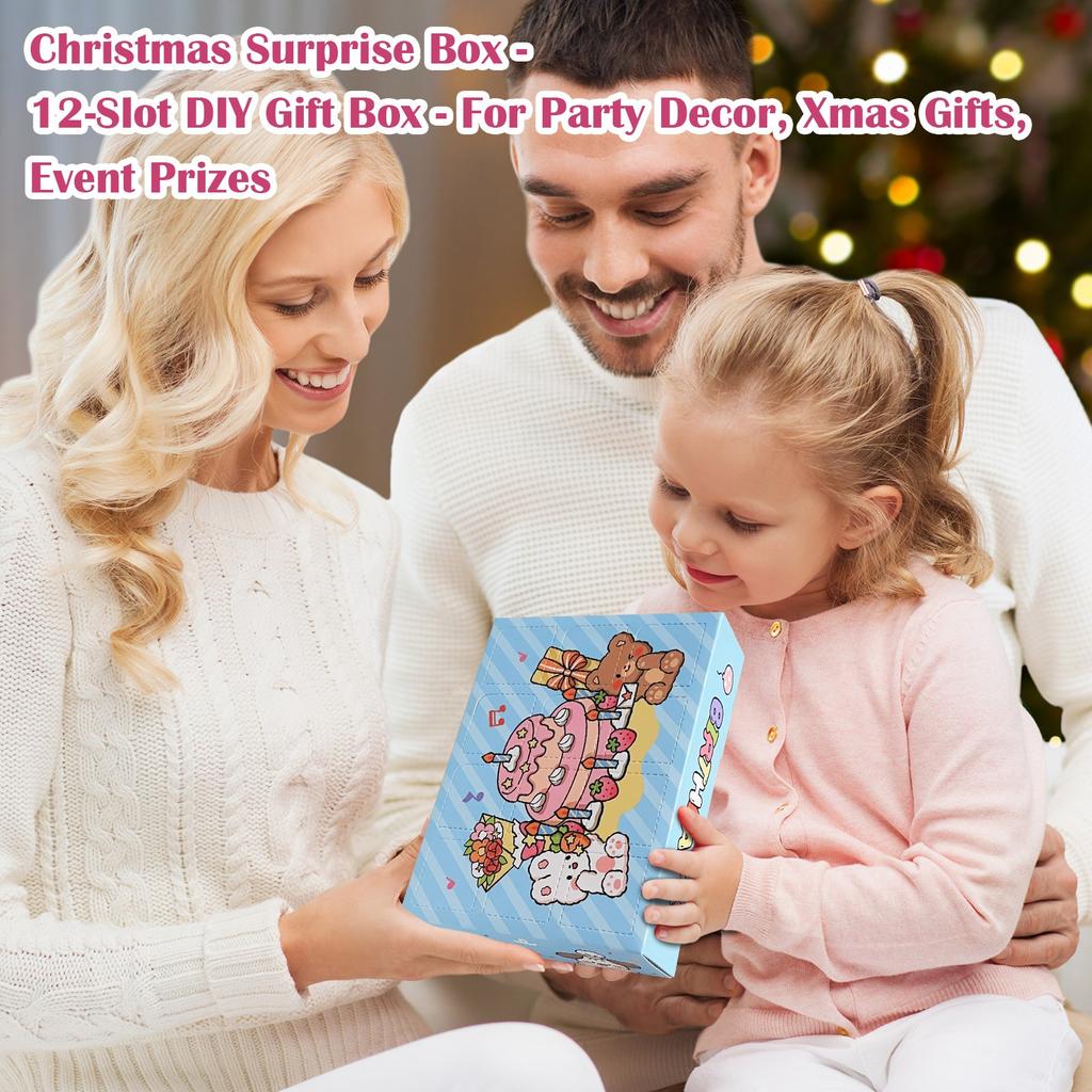 Christmas Surprise  Box - 12-Slot DIY Gift Box - For Party Decor, Xmas Gifts, Event Prizes