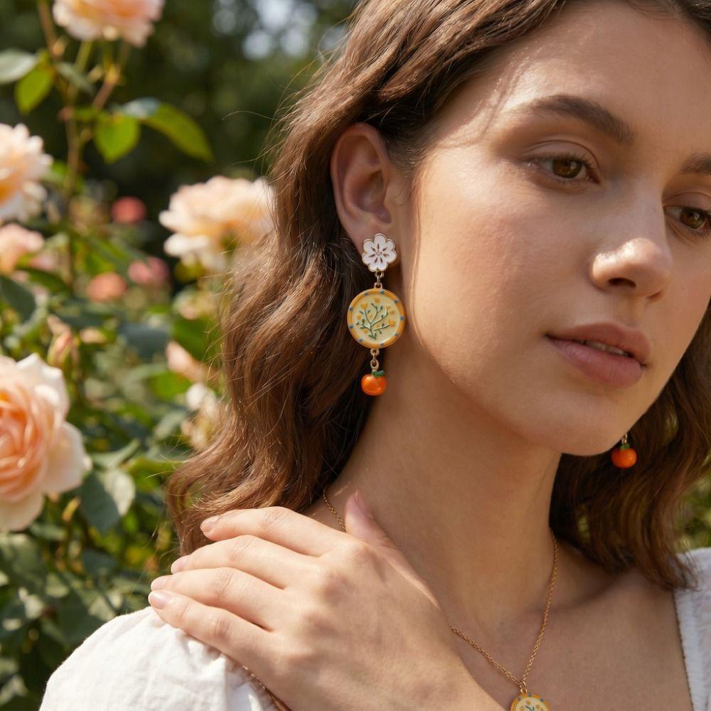 Painting Enamel Flower Dangle Earrings Creative Bohemian Dangle Earring  Party