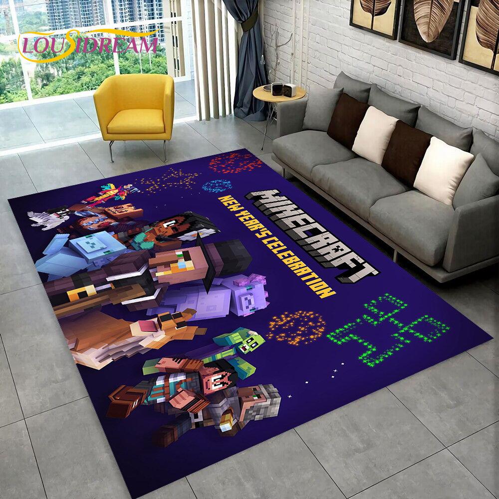 3D MC Sandbox Games Gamer Cartoon Area Rug,Carpet Rug for Living Room Bedroom Sofa Doormat Decoration,kids Non-slip Floor Mat
