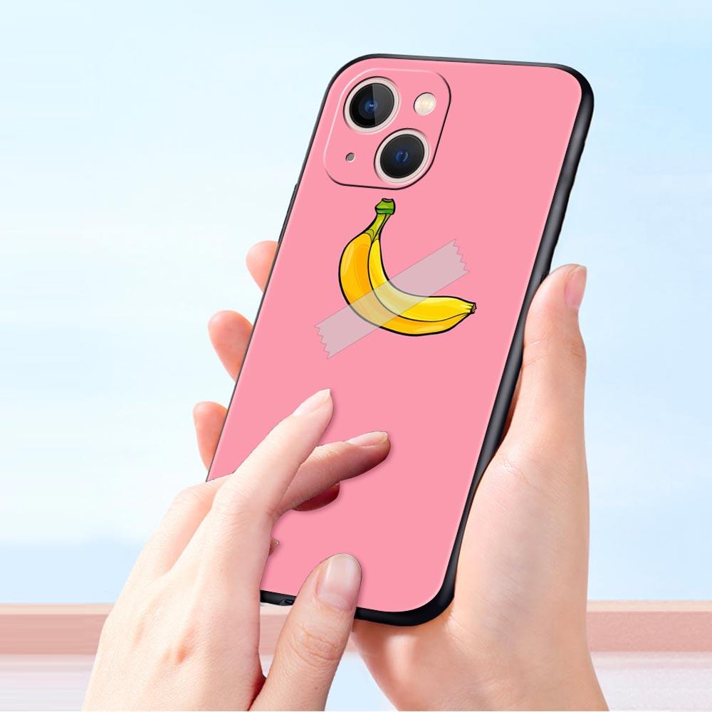 Funny Bite Apple Banana Phone Case Cover for iPhone 17 16 15 14 13 12 11 Pro Max 17 Air Plus Shockproof Soft TPU Shell Funda Bag
