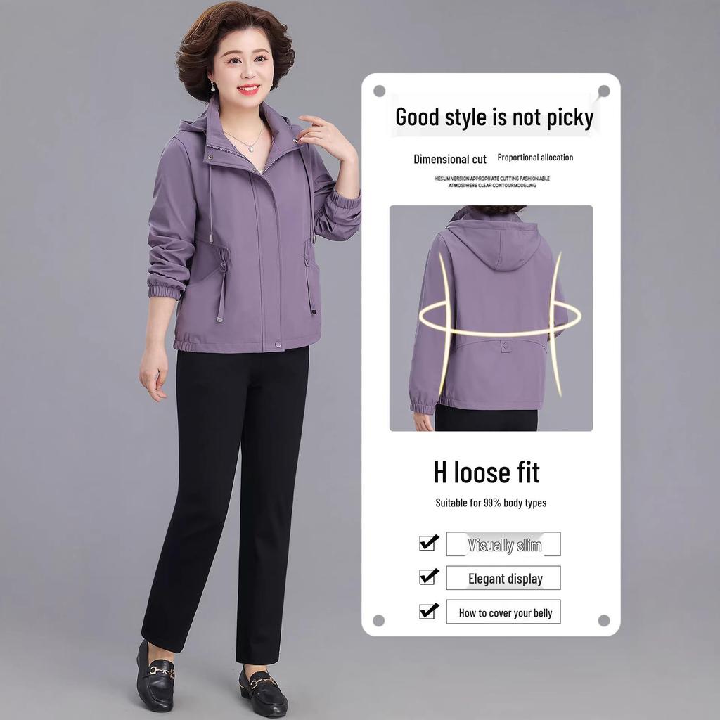 Mother's Day Spring Windbreaker Jacket for Middle-aged Women